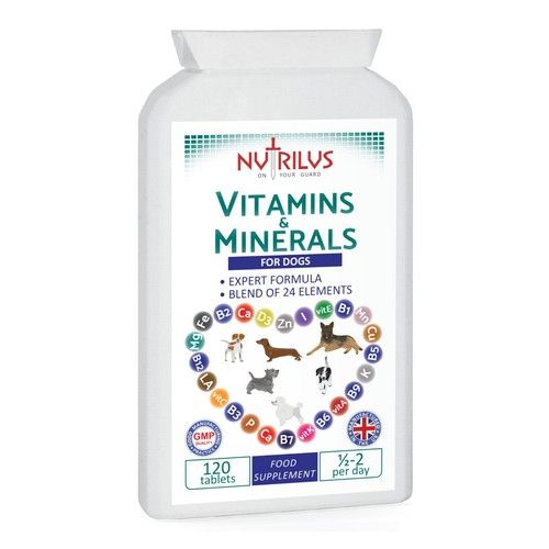 Vitamins and Minerals for Dogs 120 Tablets UK - Chicken - 24 Essential Elements