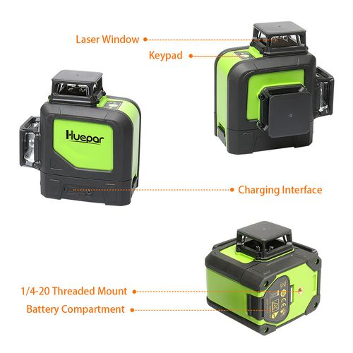 Huepar 3D Laser Level Cross Line 12 Lines Self Leveling+Receiver+143cm Tripod — image 4