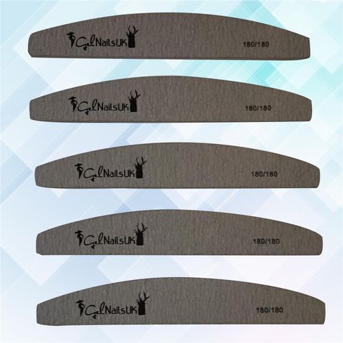 5Pc Double Nail Files Sided 100 150 180 240 Grit Grey Zebra Moon Emery Board — image 1