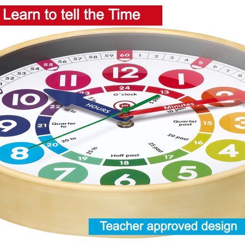 Children’s Learning Large 12” Wall Clock  Safe Acrylic Face, Silent Sweep — image 3