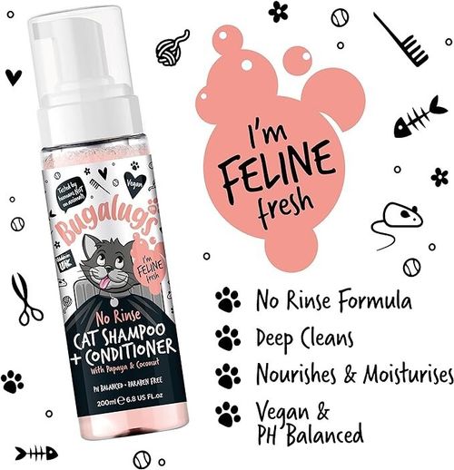 No Rinse Cat Shampoo Grooming Bugalugs Brush Through Conditioner Papaya Coconut — image 3