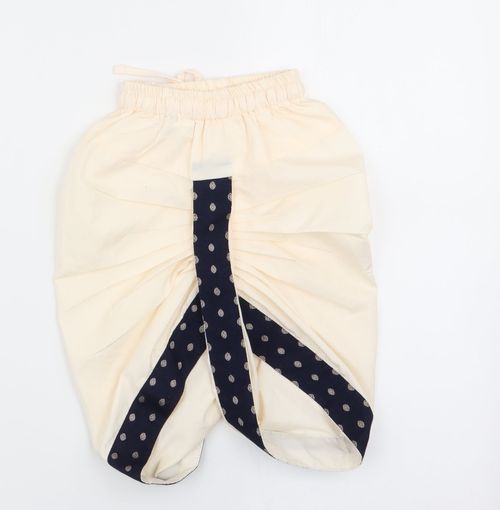 Preworn Girls Jogger Trousers Size 9-12 Months Ivory Elastic Waist — image 3