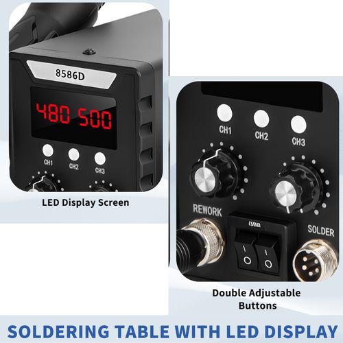 2 In 1 Soldering iron Station Kit Digital Hot Air Gun Rework Station 700W — image 8