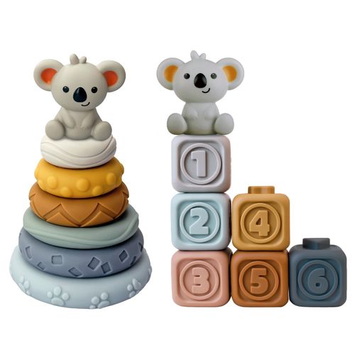 Kyoot Koala Twin Set Incl Silicone Stacking Ring and Building Blocks Baby Toys — image 1