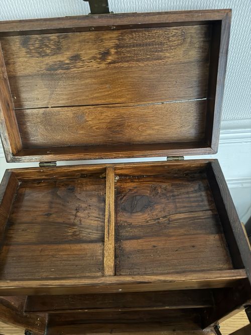 Chinese Wooden Storage Cabinet Box Hinged Lid Double Doors Iron Fittings — image 8