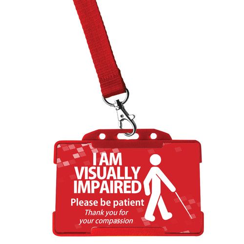 I am visually impaired - Awareness Card and Lanyard - 6 colours to choose from