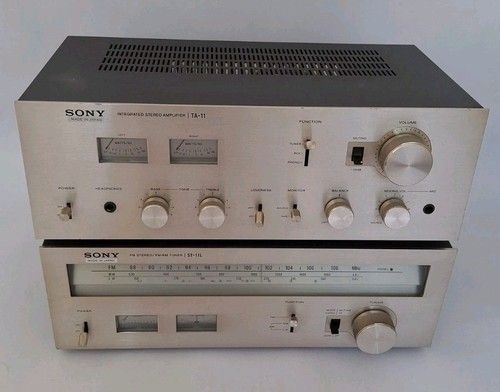 ​Vintage Sony TA-11 Stereo Amplifier & ST-11L Tuner Stack. Silver Face VU Meters