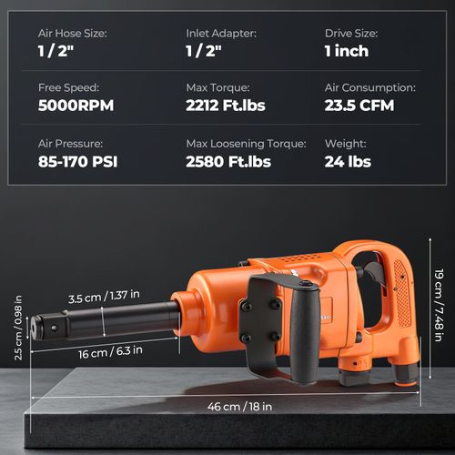 1" Inch 5000Nm Pneumatic Truck Wheel Impact Wrench Inch Air Gun RV Industrial UK — image 3