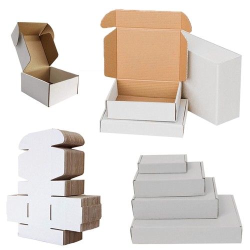 WHITE SHIPPING CARDBOARD BOXES POSTAL MAILING SMALL PARCEL THICK CARDBOARD