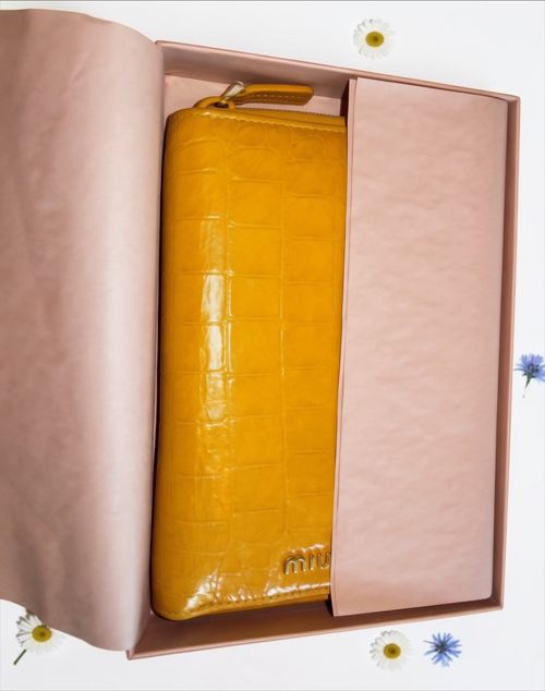 Vintage Miu Miu Yellow Croc Agenda Cover w/ Box & Tissue — image 2