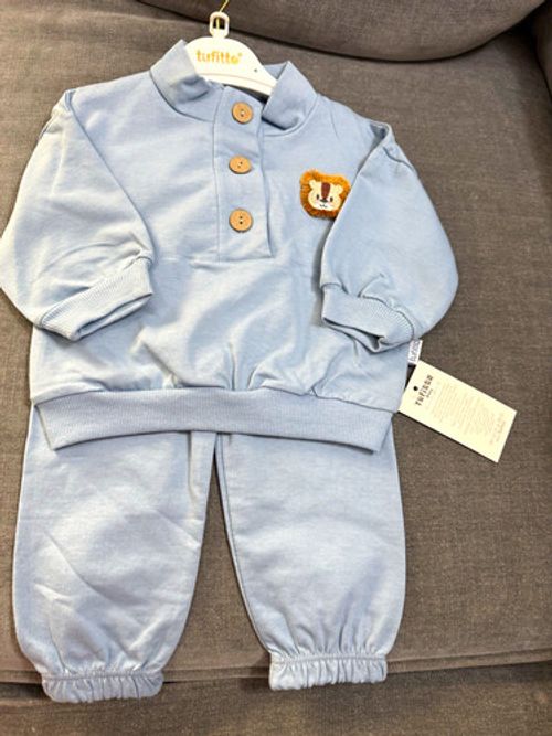 Tufitta Boys 2-3 Years 2pc Blue Knit Sweatshirt & Trousers Set Lion