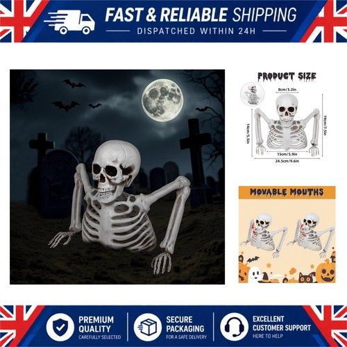 Halloween Skeleton Decoration Skull & Half-Body Skeleton with Arm Bones