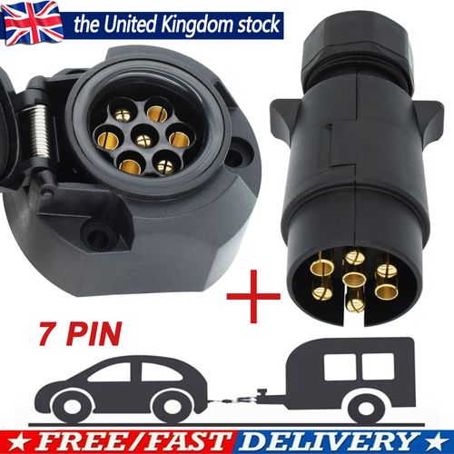 7 PIn Towing Electrics Plug Socket 12V Trailer Caravan Tow Lights Connector NEW — image 1