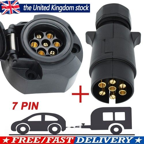 7 PIn Towing Electrics Plug Socket 12V Trailer Caravan Tow Lights Connector NEW