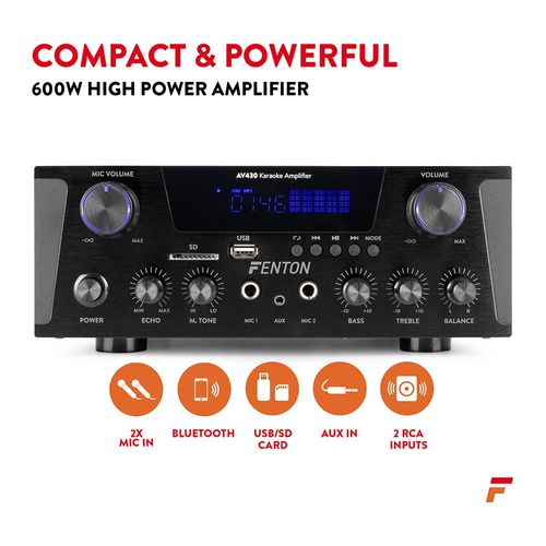 Home Karaoke System with Speakers, AV430B Amplifier and Wired Microphones — image 4