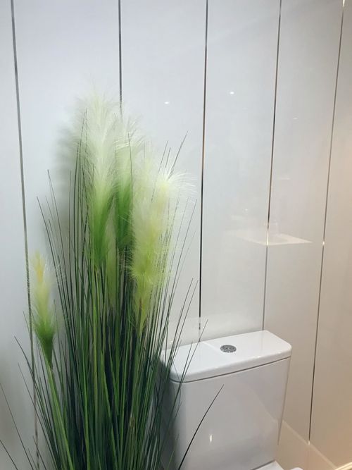 10 Gloss White Chrome Inset Bathroom Ceiling Panels Shower Wall Cladding PVC   — image 8