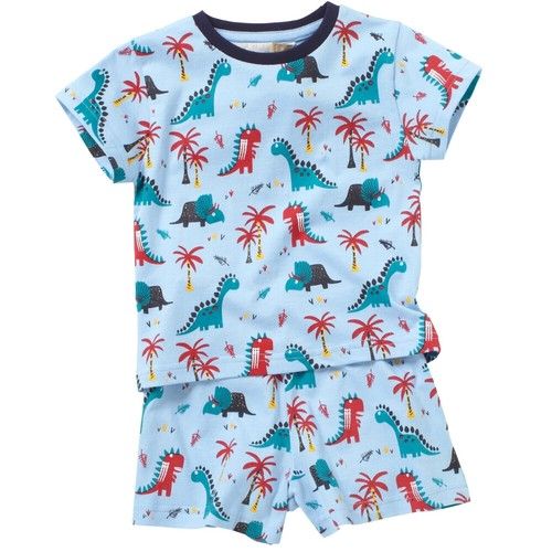 Boys Short Summer Pyjamas Dinosaur Shark Crocodile T-Rex Cotton 12mth-6yr Bedlam