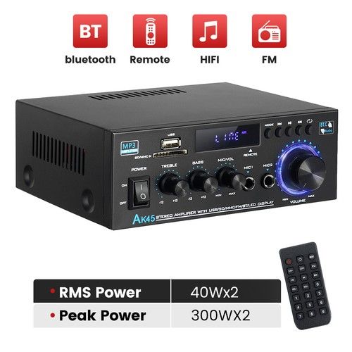 600W bluetooth Stereo Amplifier Amp HIFI Audio Radio 2CH USB AUX FM Car Home UK