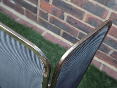 Vintage Brass Folding Fire Guard Screen 4 Panel Mesh Fireplace Spark Guard — image 8