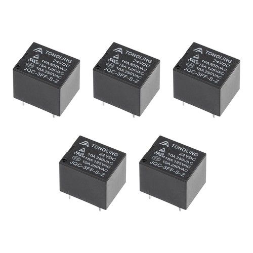 5Pcs JQC-3FF-S-Z  DC 24V Coil SPDT 5Pin PCB Electromagnetic Power Relay