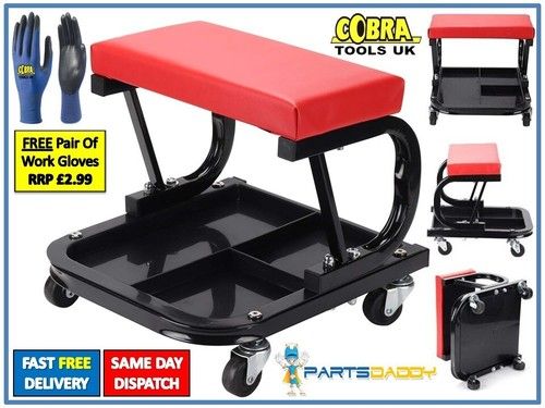 Mechanics Padded Creeper Trolley Seat Car Garage Work Stool Swivel Wheels #26-36