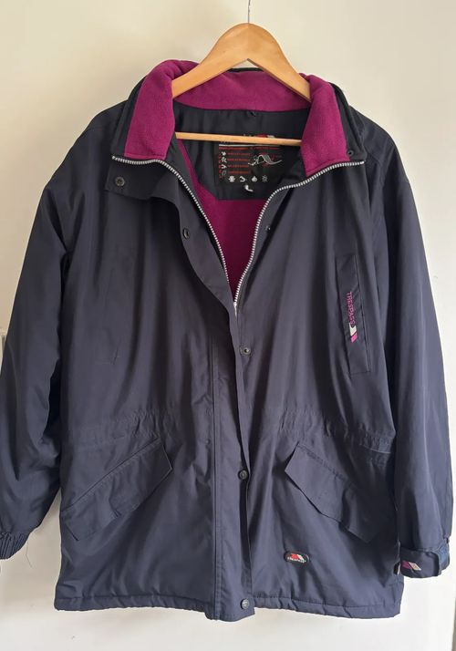 Trespass Womens Waterproof Coat Size L Navy Purple Fleece Lined Hooded Jacket — image 1