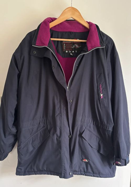 Trespass Womens Waterproof Coat Size L Navy Purple Fleece Lined Hooded Jacket