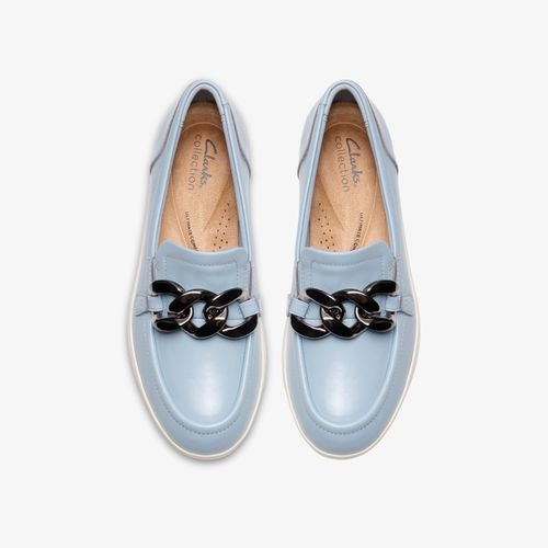 Clarks Womens Zylah May Light Blue Leather Loafers,Slip Ons Leather Casual — image 6