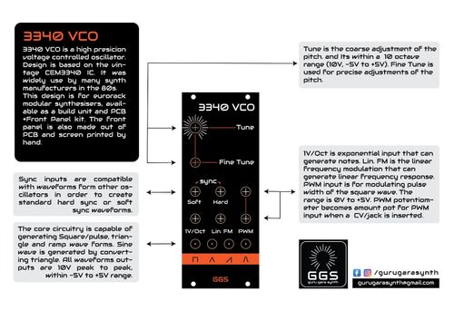3340 VCO / Eurorack / PCB + Front Panel / DIY Synth / Oscillator / Synthesiser — image 7