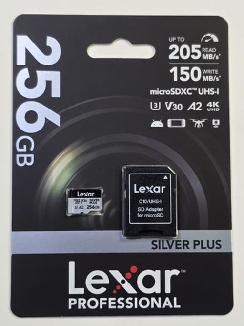 Lexar 256GB Silver Plus UHS-3 A2 V30 4K UHD SDXC Professional Micro SD Card NEW