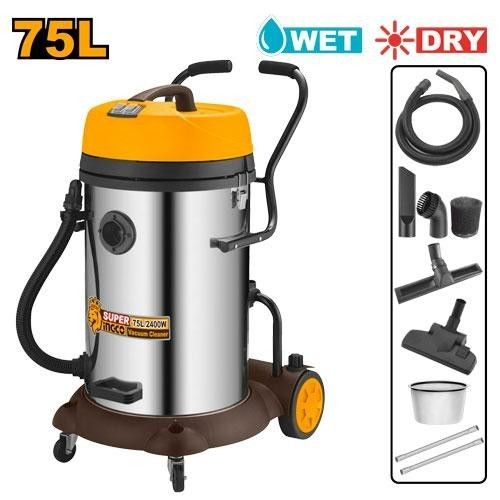 Heavy-Duty Wet & Dry Vacuum Cleaner – 2400W, 75L Capacity, Industrial