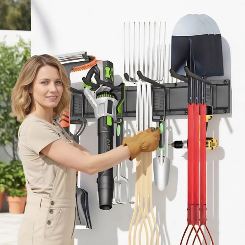2x Garage Garden Tool Holder Storage Rack Shed Wall Mounted Organiser Long Hooks — image 16