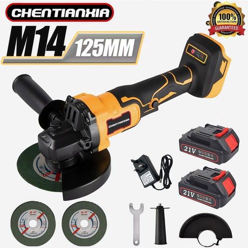21V Cordless Angle Grinder Brushless 125mm 9500RPM 2.0Ah Battery Cutting Tool Ki