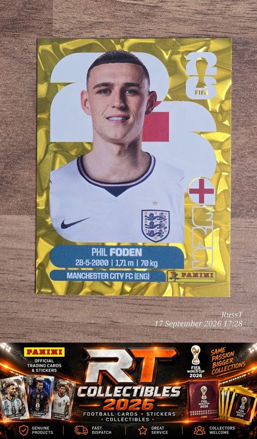 2026 Panini World Cup ENGLAND Full Team Gold Crumple Stickers Jude Bellingham — image 17