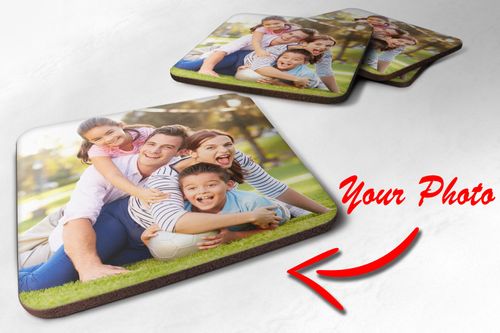 Photo Coaster Gift Set Personalised Coaster - Your Photo logo - Printed Gift — image 1
