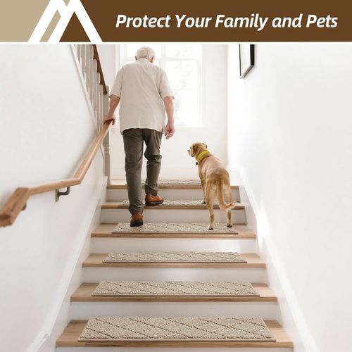 15 Pack Full Edge Wrapping Stair Carpet Treads,70X22 CM Non-Slip Stair Tread Run — image 9