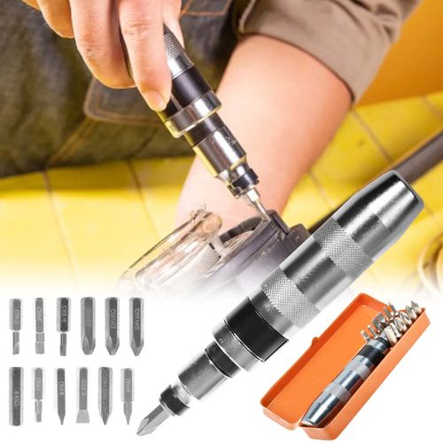 Heavy Duty 1/2" Drive Hand Impact Screw Driver with 13 Impact Screwdriver Bits — image 3