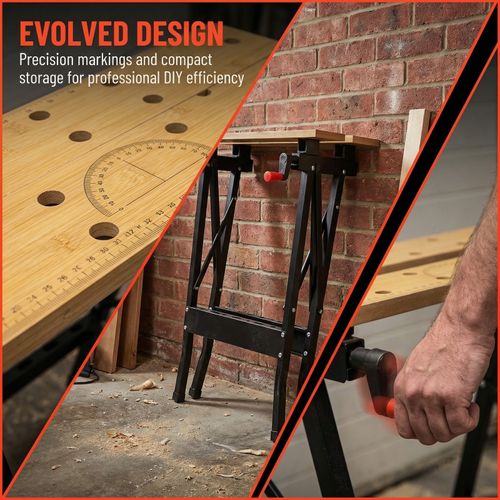 Foldable Wooden Workbench Bench Work Portable Clamping Worktop Table DIY 100KG — image 11