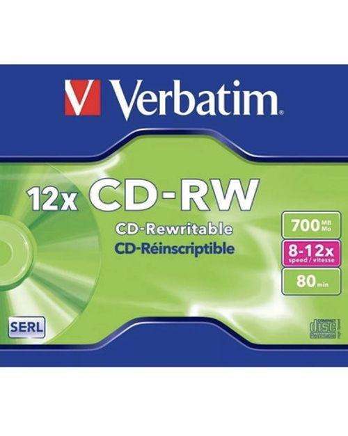 Verbatim CD-RW 80MIN / 700MB Rewritable Blank 12x CDRW Disc NEW & SEALED DISC
