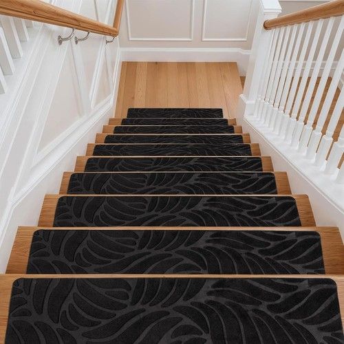 15Pcs Stair Pads Set Carpet Stair Treads Non Slip Adhesive Step Mats Home Decor