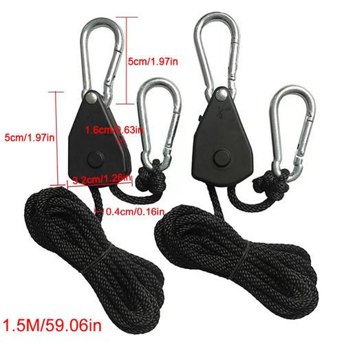 8x Rope Ratchet Adjustable Light Hanger Tent Carbon Filter Hydroponic Grow Y — image 2
