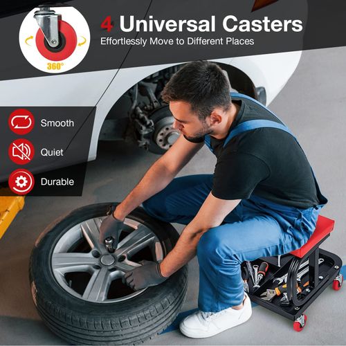 Tool Tray Rolling Stool for Mechanics,Creeper Seat on Swivel Wheels for Workshop — image 10