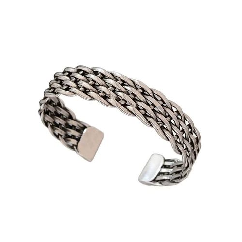 Solid 925 Sterling Silver Mens Heavy Woven Torque Bangle Cuff Bracelet UK NEW — image 6