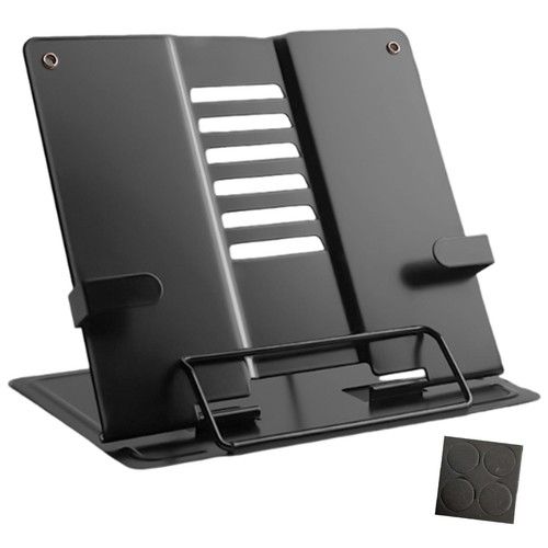 Senshuomy Adjustable Recipe Book Stand, Folding Cookbook Holder for Black 