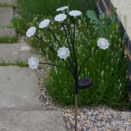 Flower Solar Stake Light 70cm Warm White LEDs Garden Decoration 8 Stem 