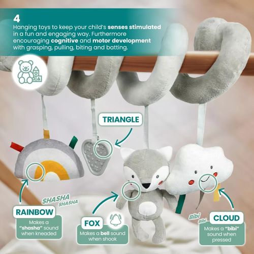Newborn Grey Activity Spiral Stroller Car Seat Hanging Rattles Teether Toy 0-12m — image 5