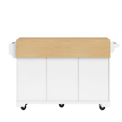 Kitchen Island on Wheels Rolling Storage Trolley with Extendable Worktop, White — image 11