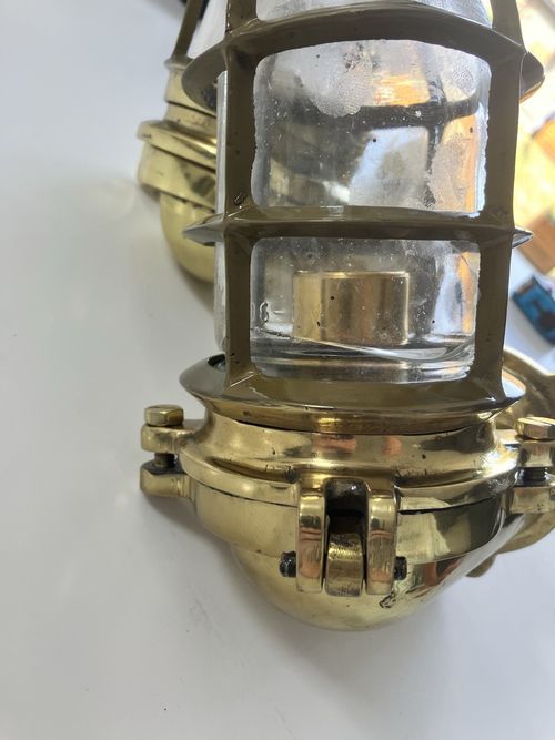 Pair Vintage Solid Brass Nautical Bulkhead Lights Marine Ship Wall Lamps 5.2kg — image 4
