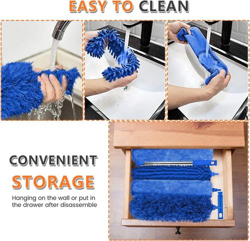 6PCS Extendable Microfiber Feather Duster Cleaning Kit Telescopic 100inch Pole — image 6