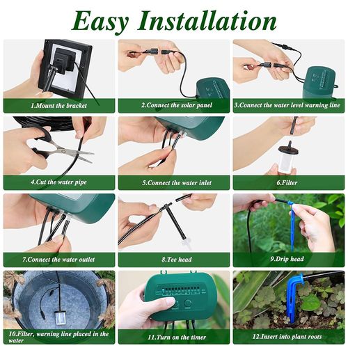 50FT Solar Irrigation System,Solar Drip Irrigation + 15 Drippers Watering System — image 11